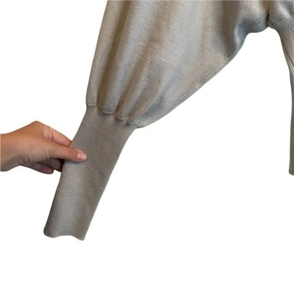 Viktor & Rolf Ruffle V-Neck Batwing Long Sleeve Top Sweater Gray Size M